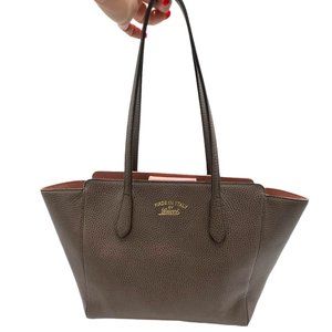 GUCCI Small Swing Tote Grey/taupe with pink